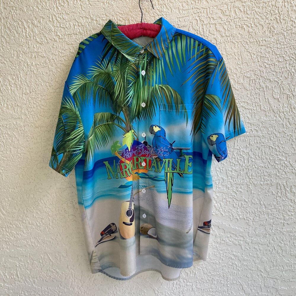 Margaritaville Jimmy Buffet Shirt M Button Down Men M Beach Cruise Parrot Hawii